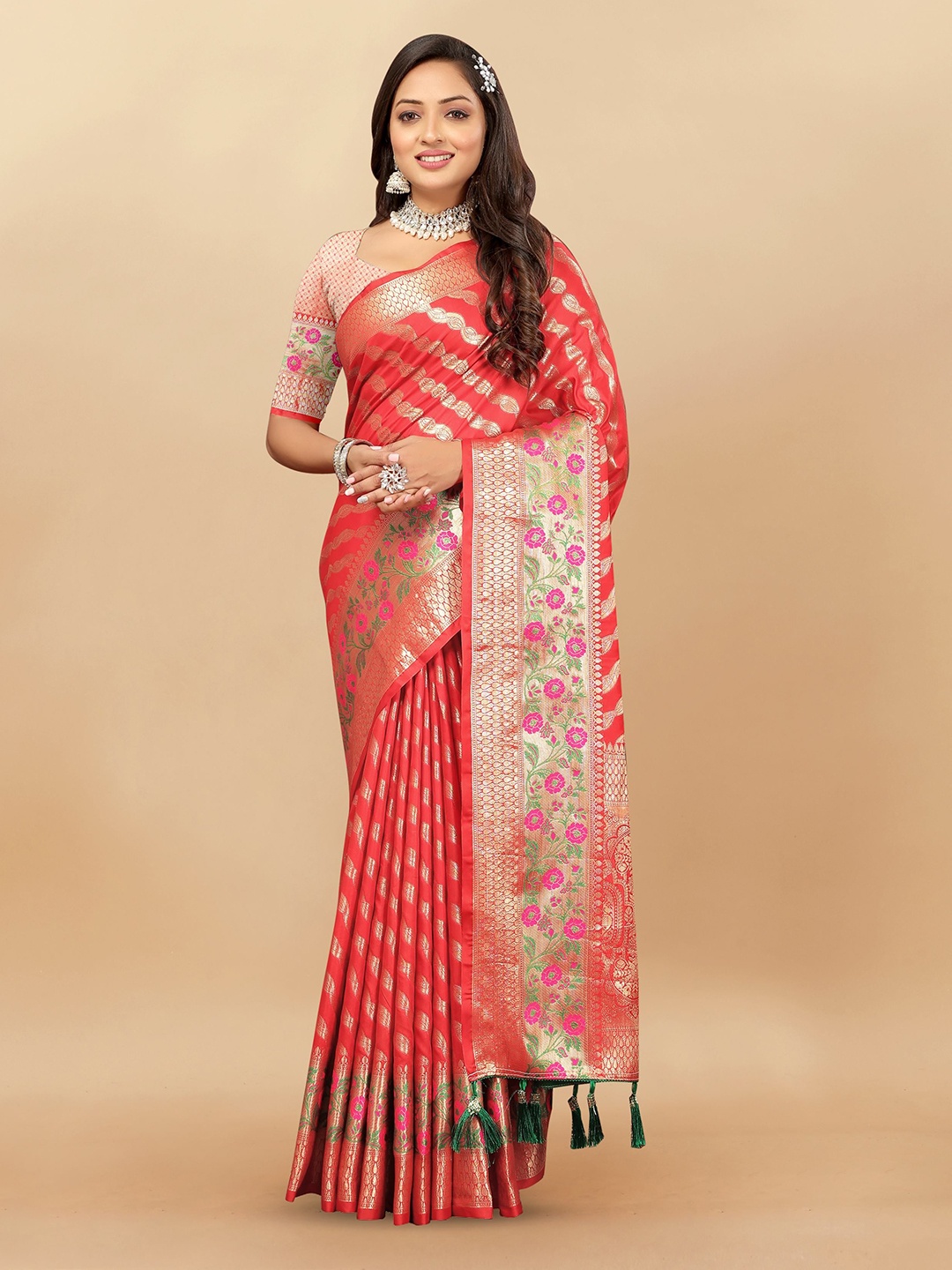 

Upalksh Woven Design Zari Banarasi Saree, Rust