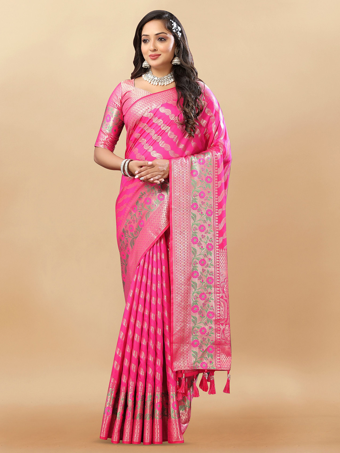 

Upalksh Woven Design Zari Banarasi Saree, Pink