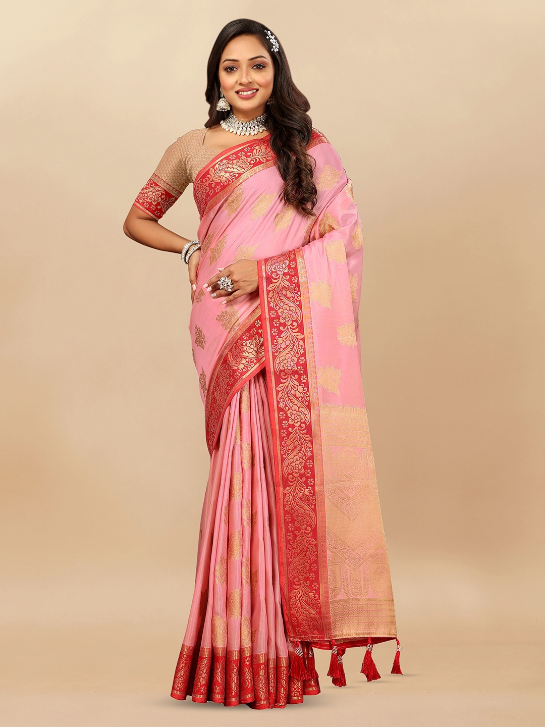 

Upalksh Woven Design Zari Banarasi Saree, Pink