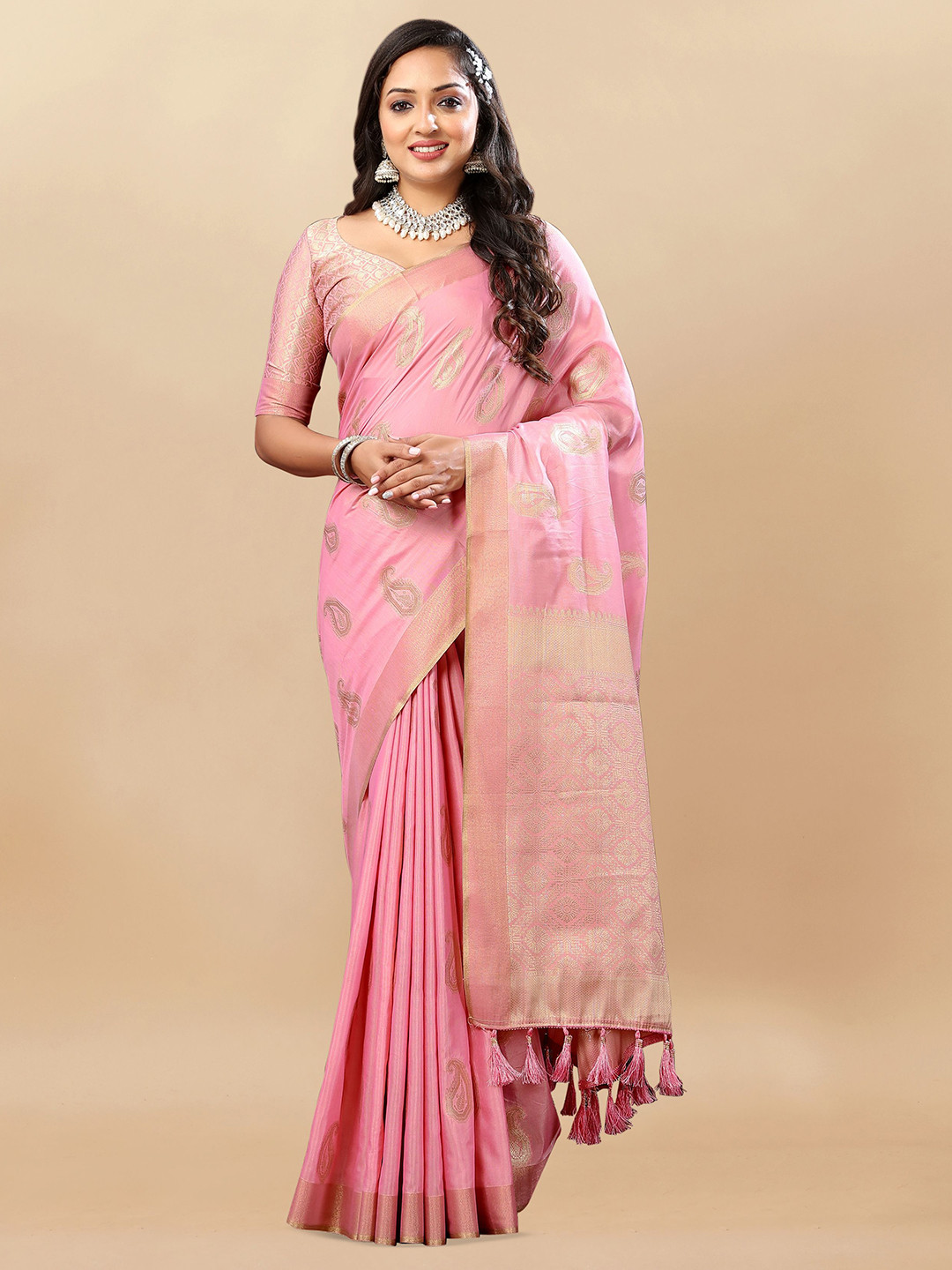 

Upalksh Woven Design Zari Banarasi Saree, Pink
