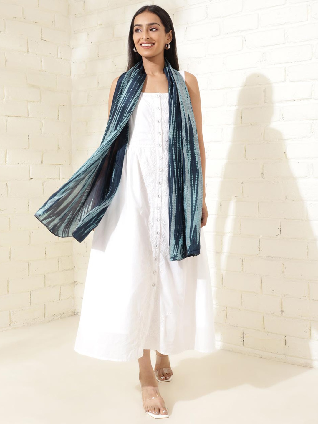 

Fabindia Women Tie & Dye Stole, Blue