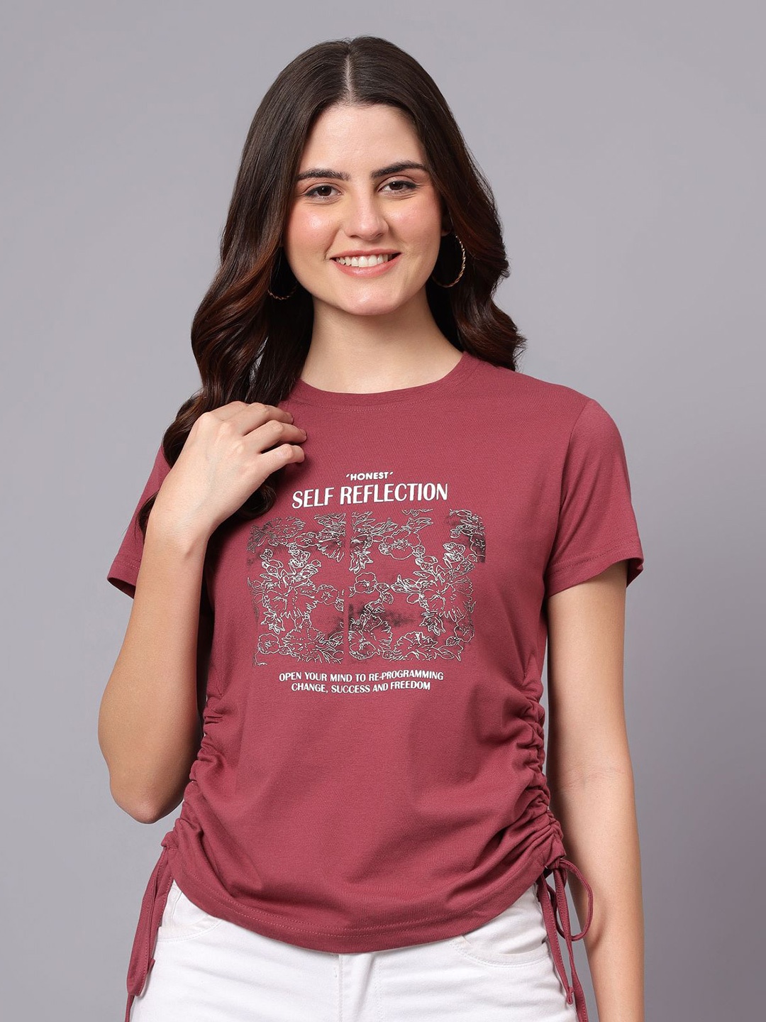 

Cantabil Women Typography Printed T-shirt, Pink