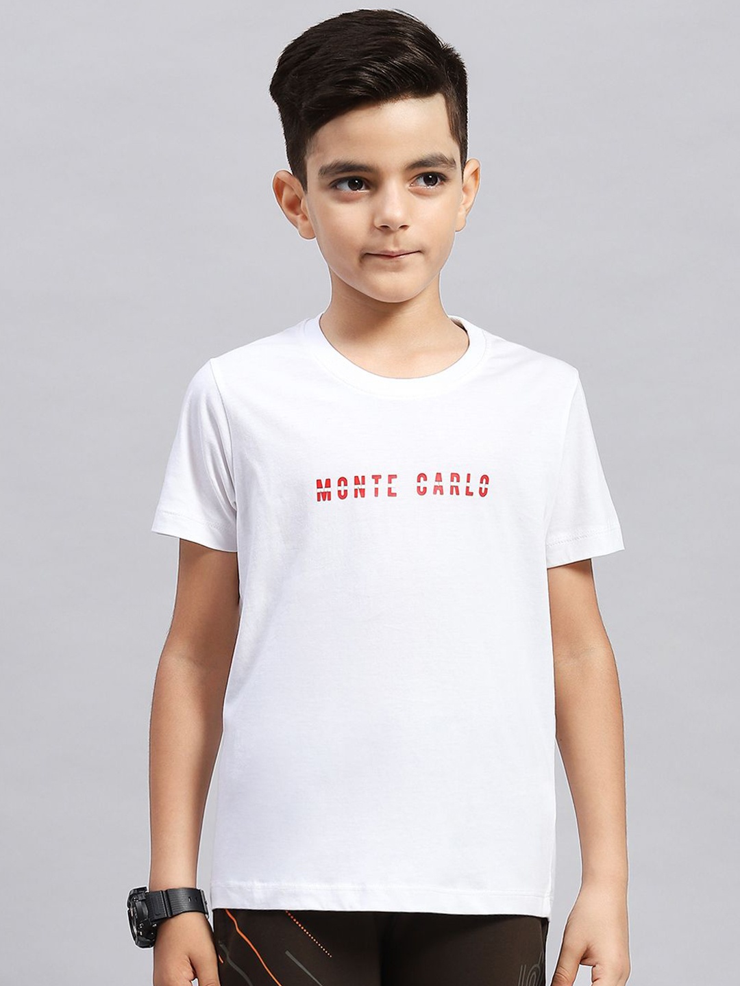 

Monte Carlo Boys Typography Printed Round Neck T-shirt, White