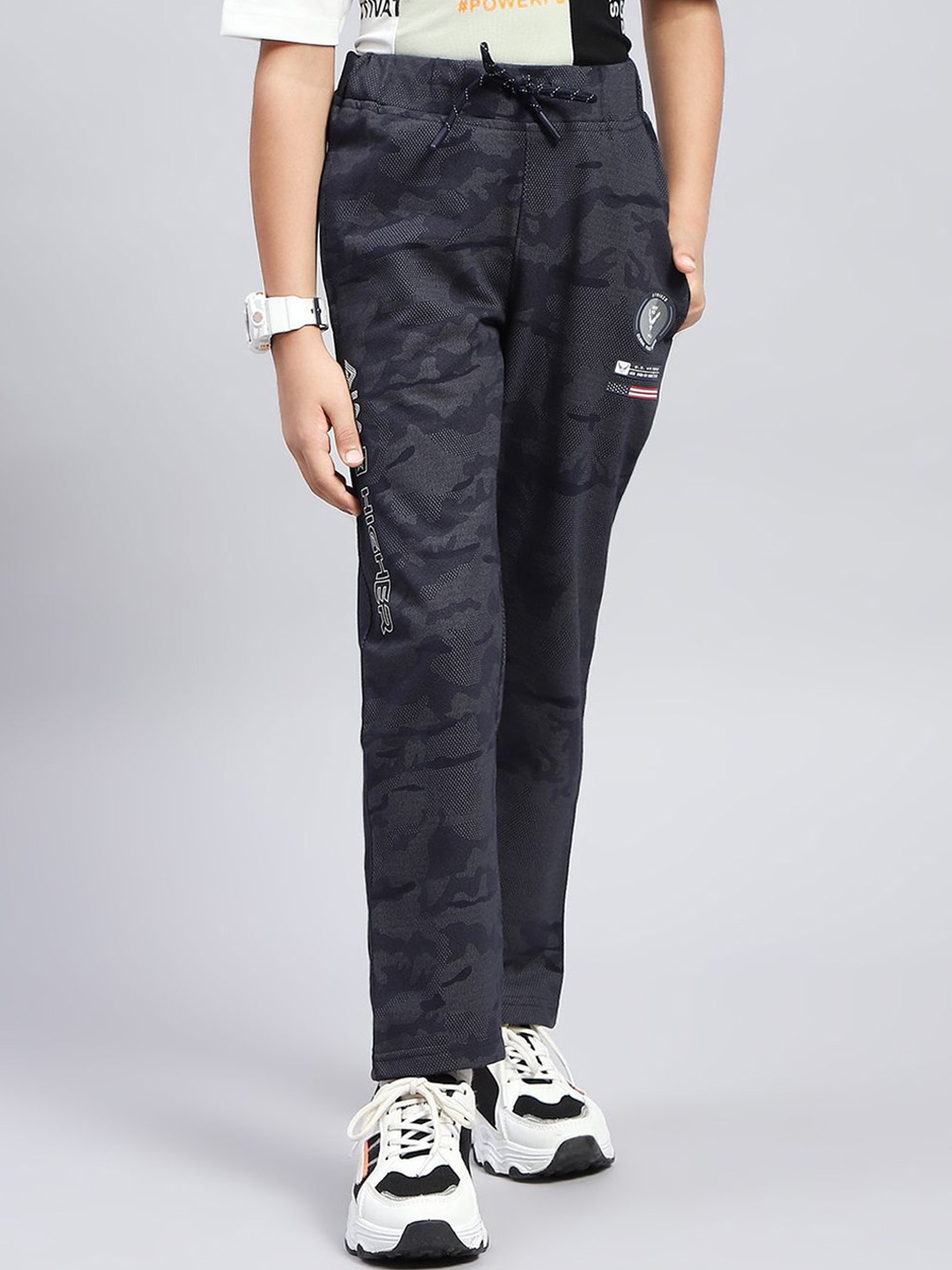 

Monte Carlo Boys Camouflage Printed Track Pants, Navy blue