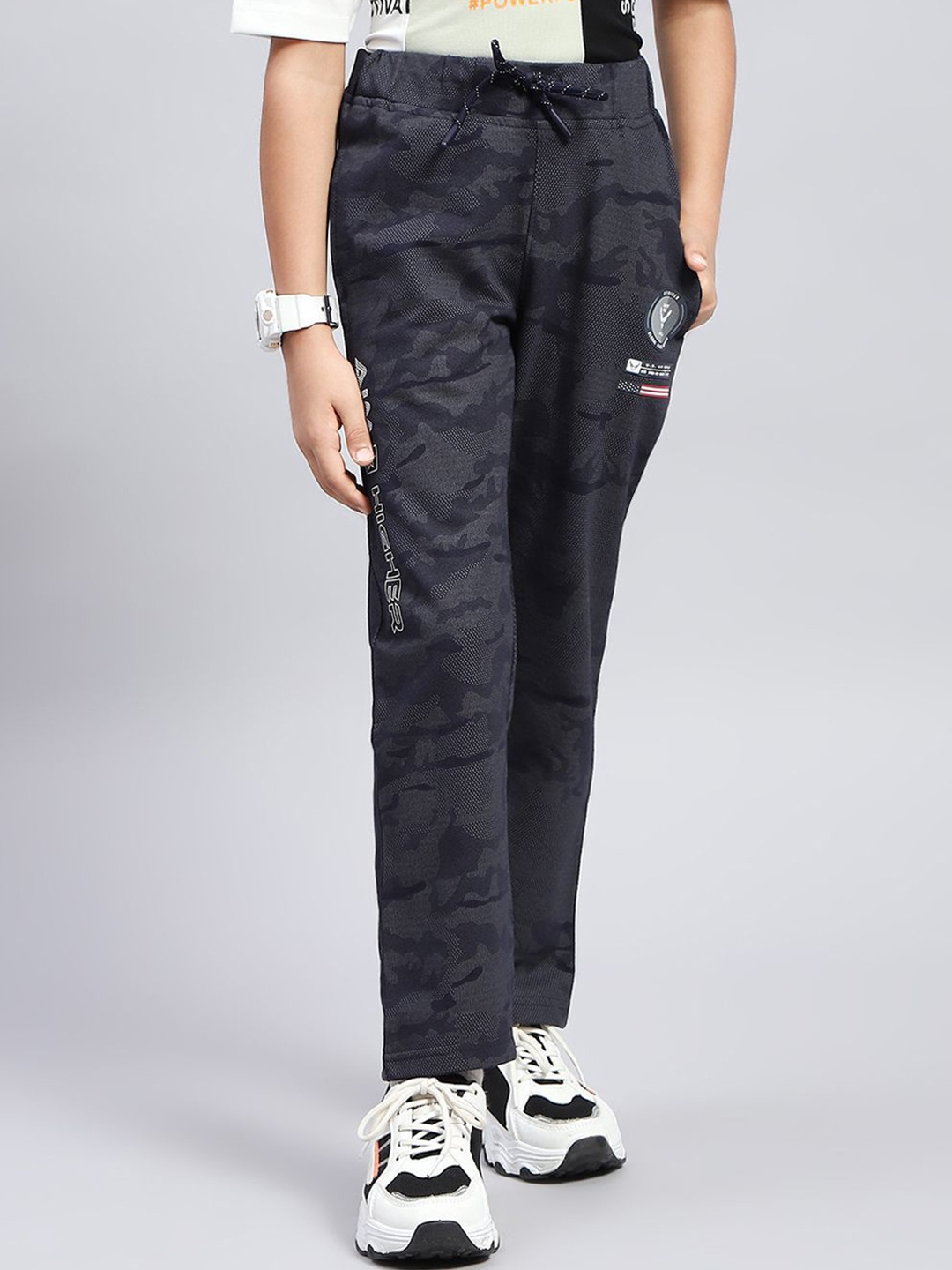

Monte Carlo Boys Regular Fit Printed Track Pants, Navy blue