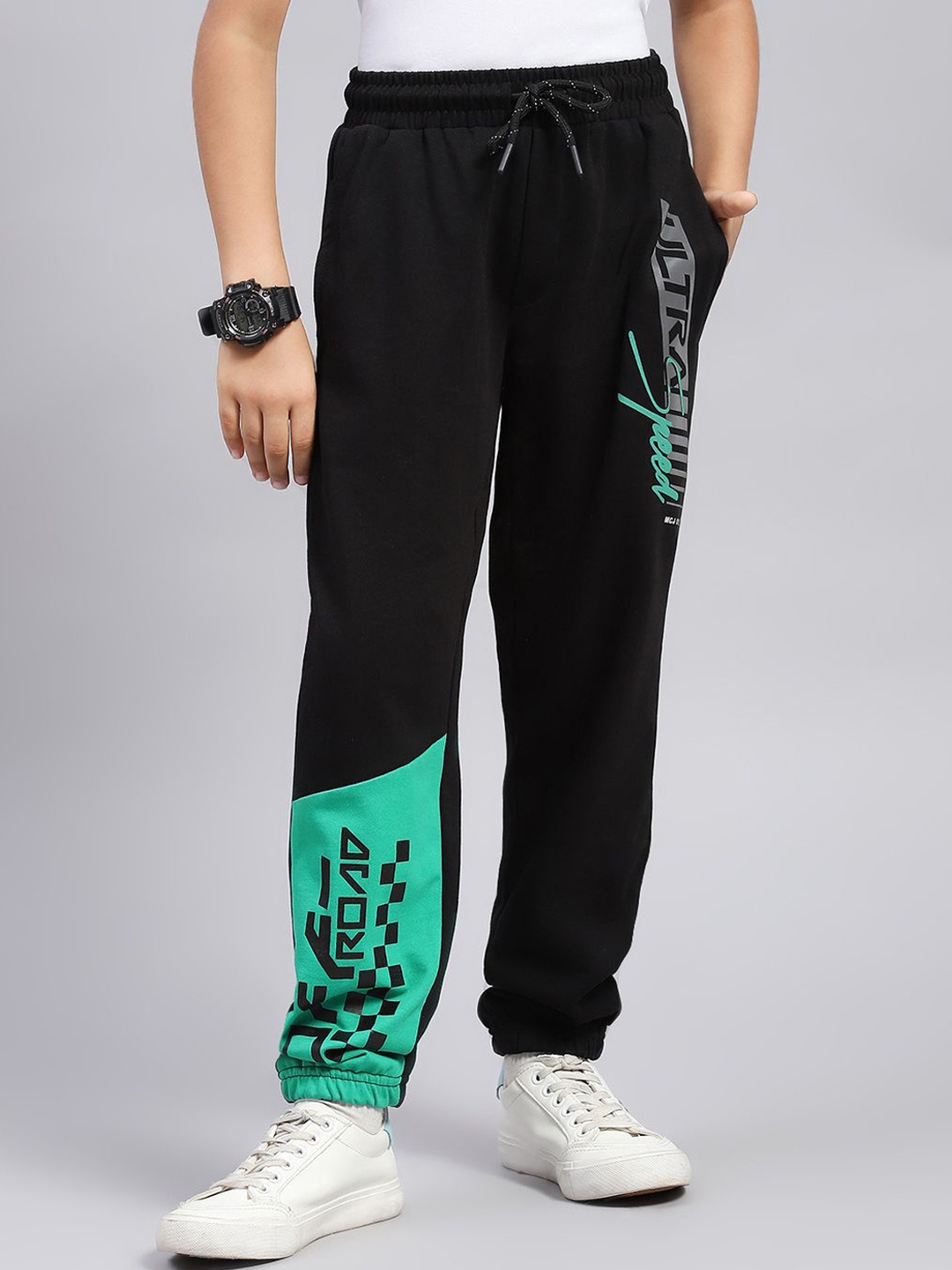 

Monte Carlo Boys Printed Track Pants, Black