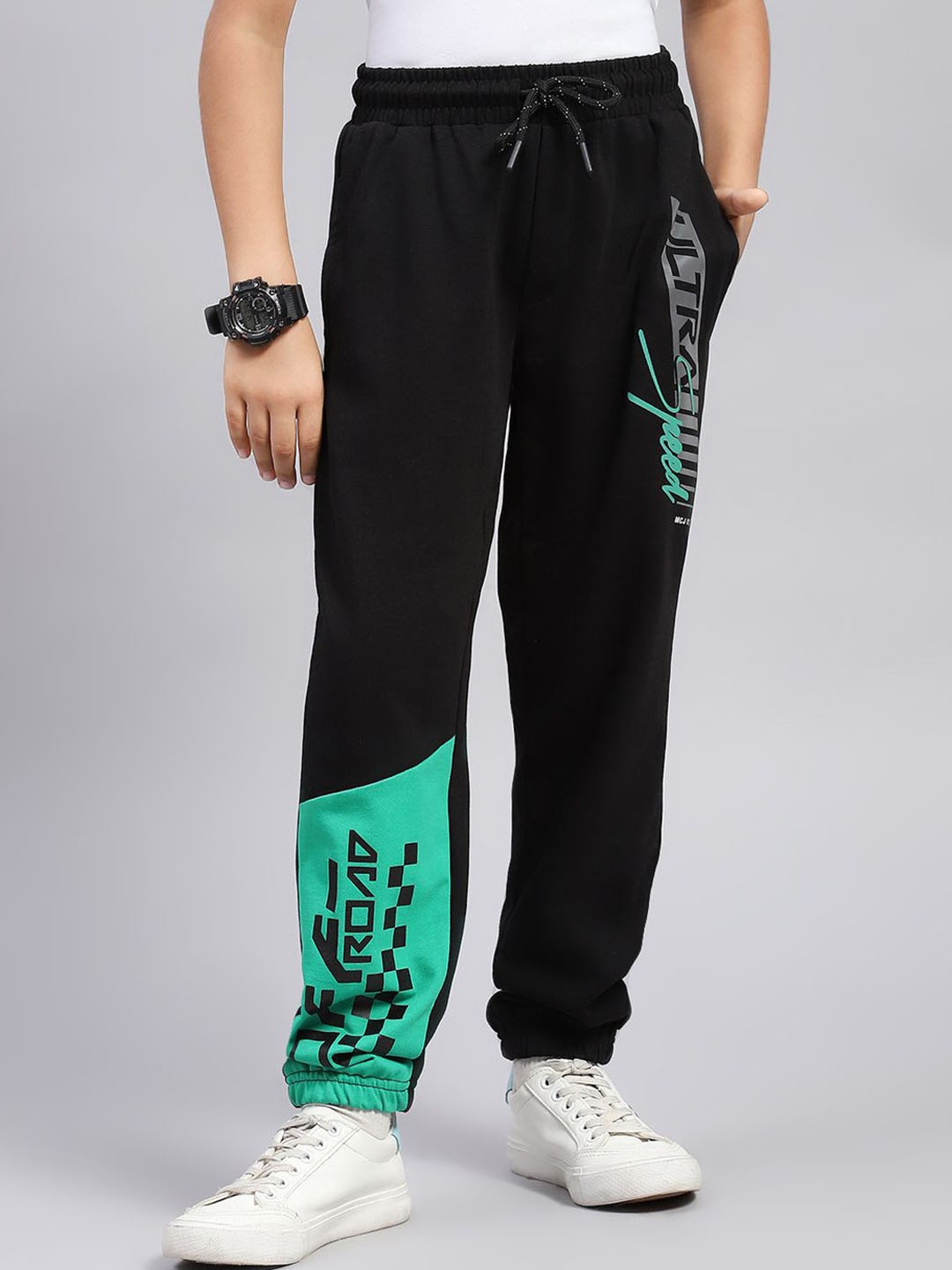 

Monte Carlo Boys Printed Track Pants, Black