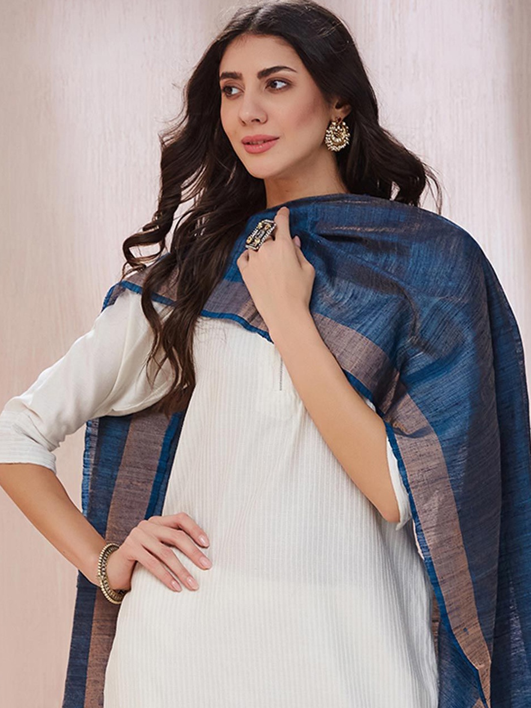 

Fabindia Dupatta with Zari, Blue
