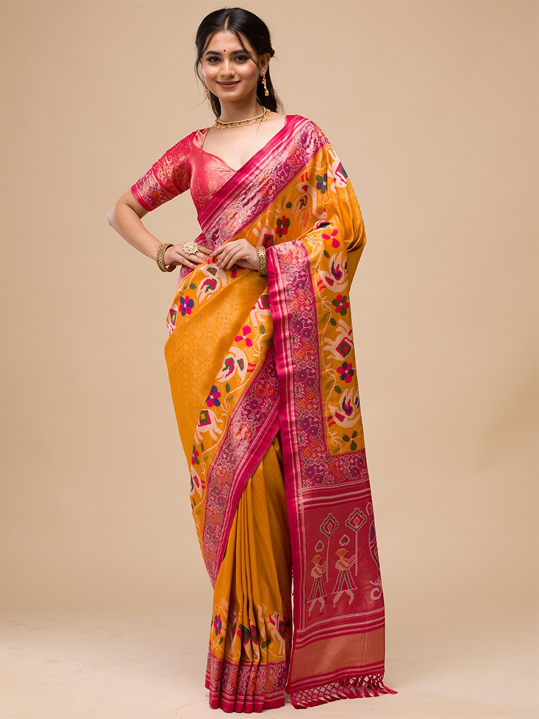 

Koskii Woven Design Zari Saree, Yellow