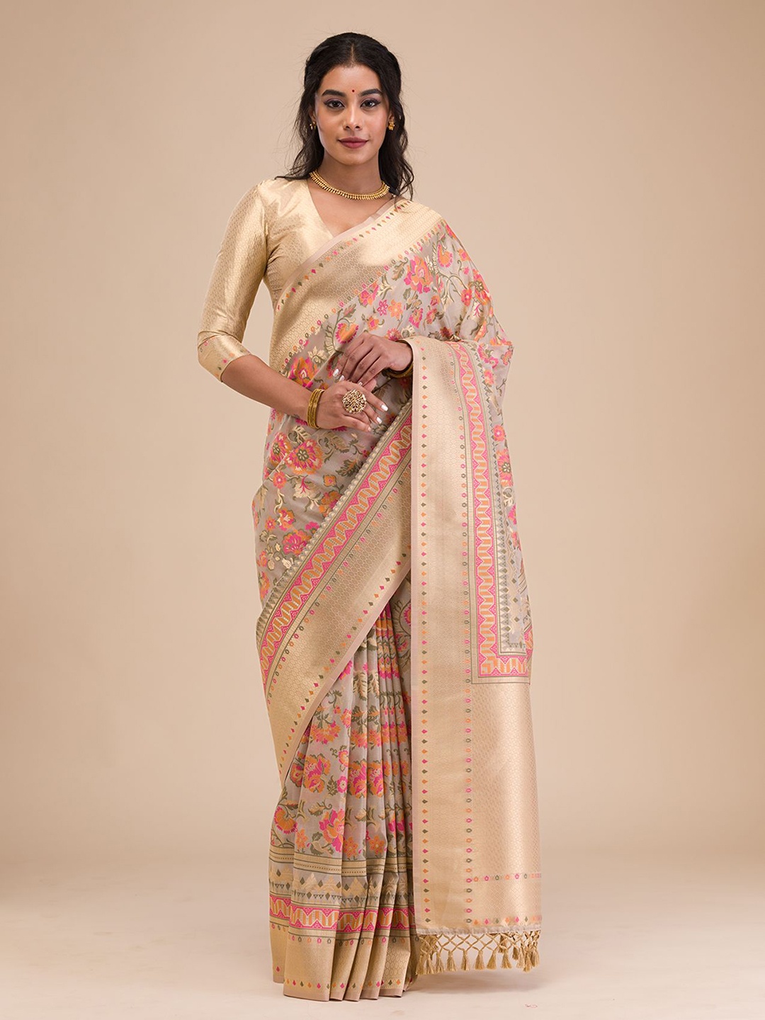 

Koskii Woven Design Zari Saree, Cream