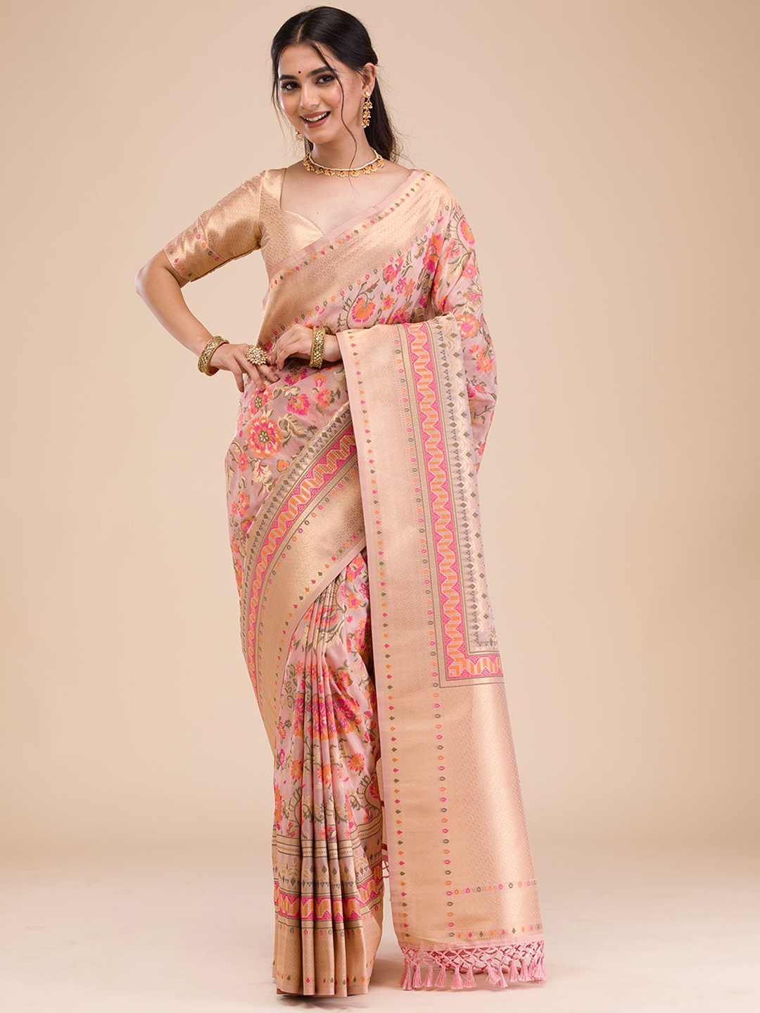 

Koskii Woven Design Ethnic Motifs Zari Saree, Pink
