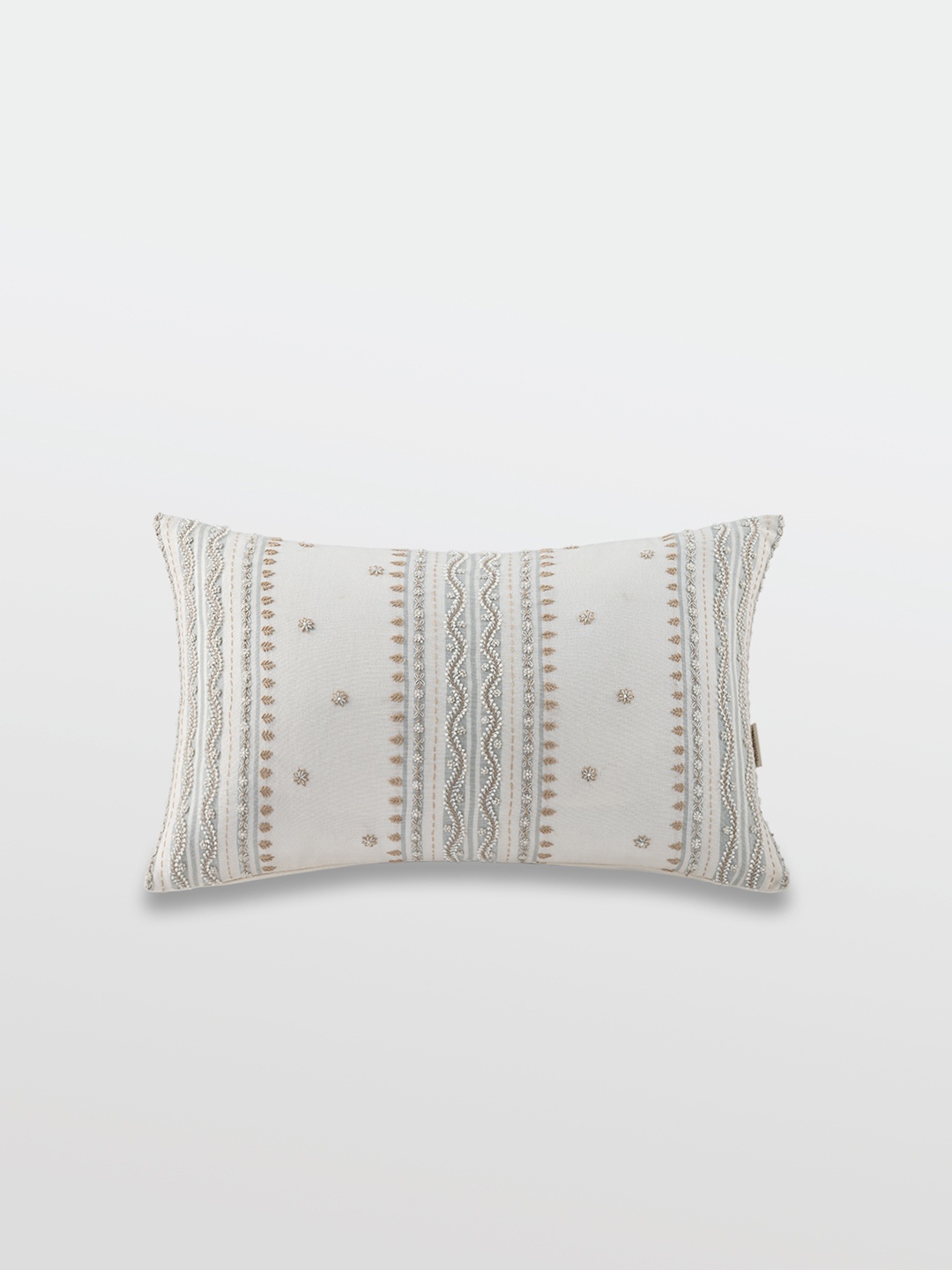 

Mirooh Off White Embroidered Cotton Rectangle Shape Cushion