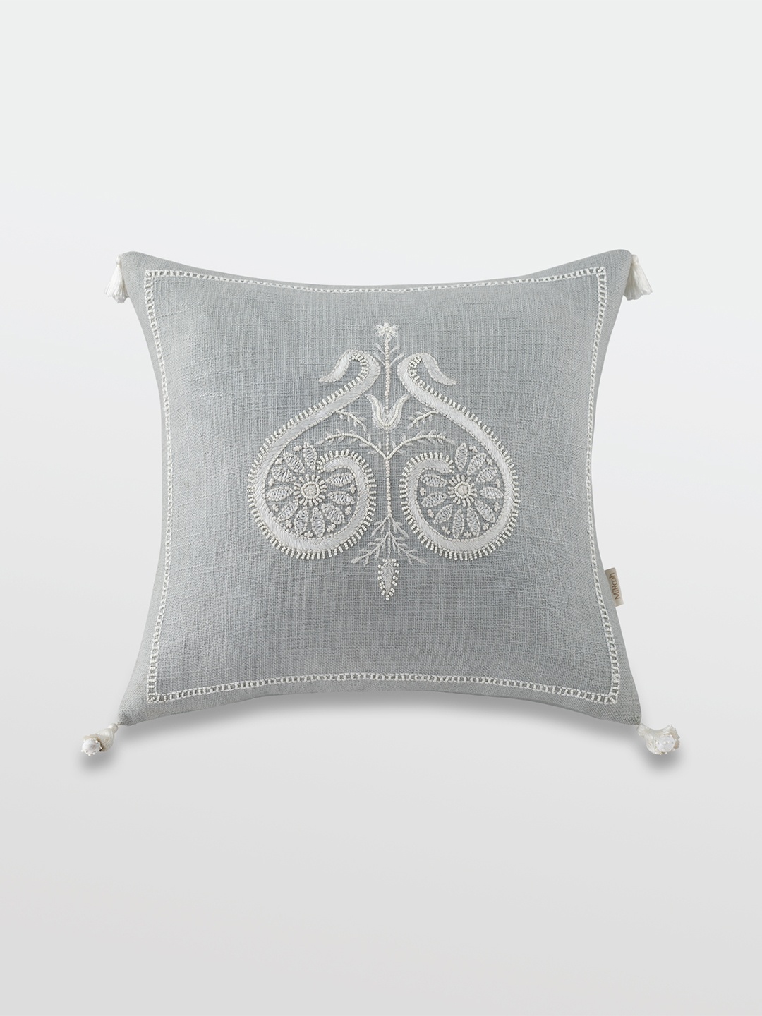 

Mirooh Blue Embroidered Filled Square Shape Cushion