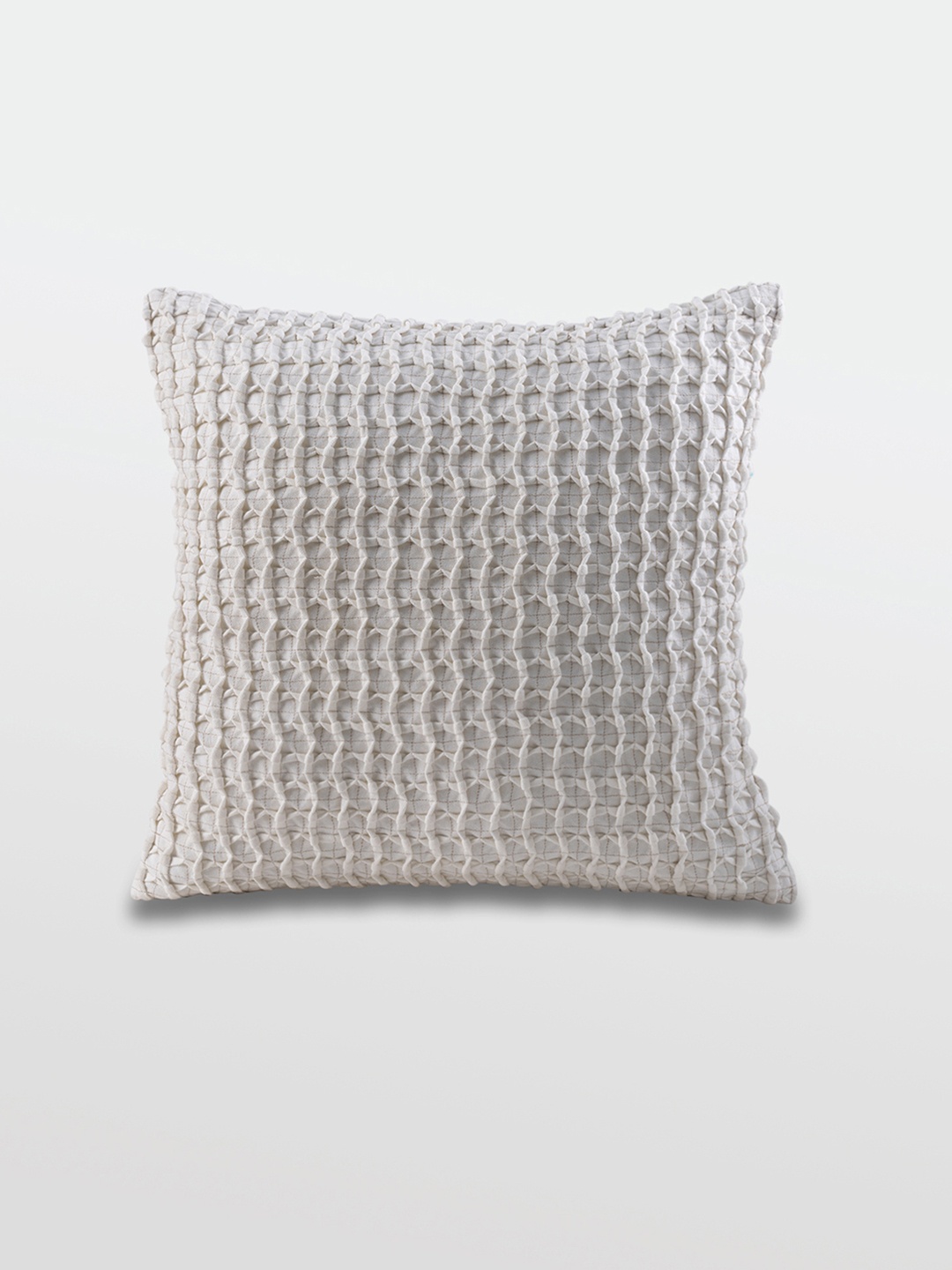 

Mirooh Off White Self Design Cotton Filled Cushion