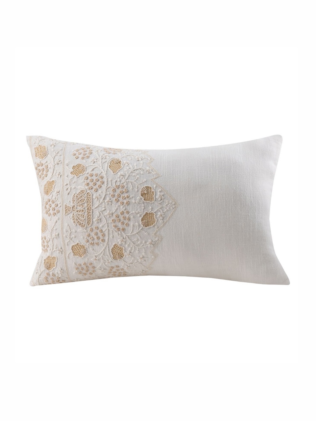 

Mirooh White Embroidered Filled Cushion
