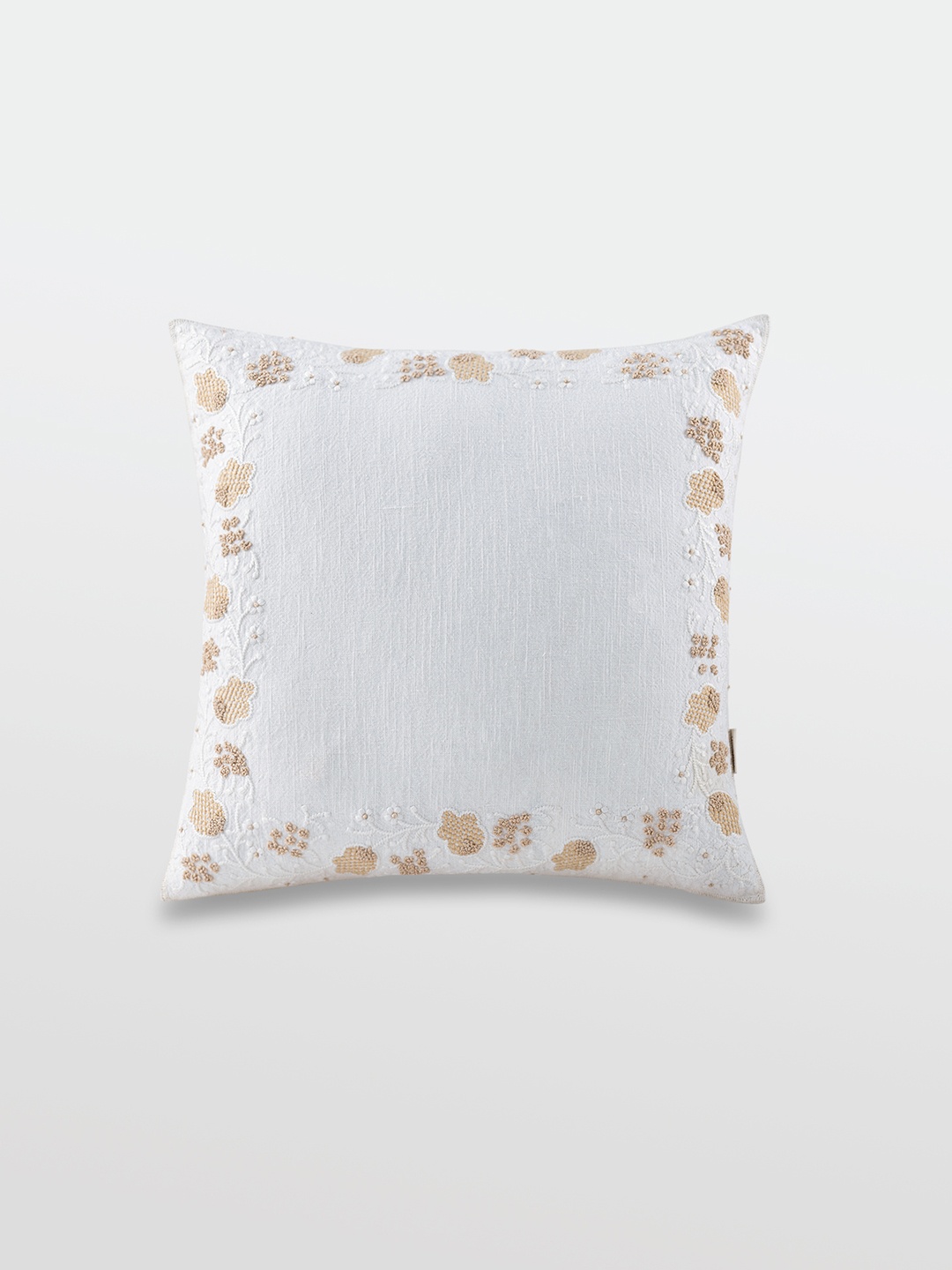 

Mirooh White Embroidered Cotton Square Cushion