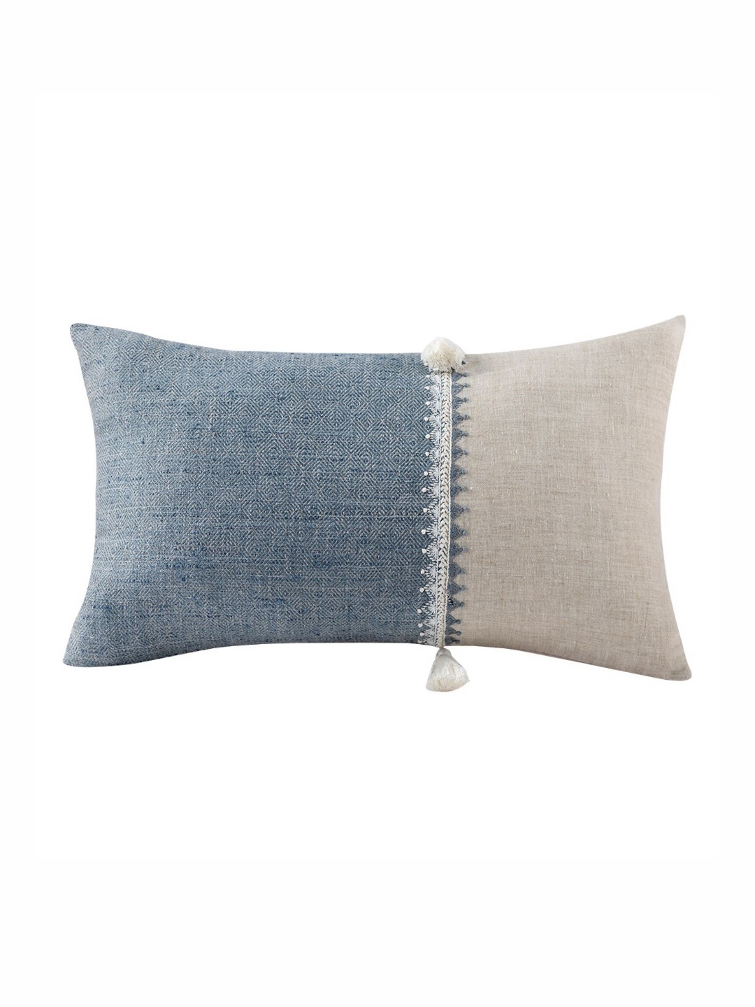 

Mirooh Stone Blue & Off White Printed Pre-Filled Cushion