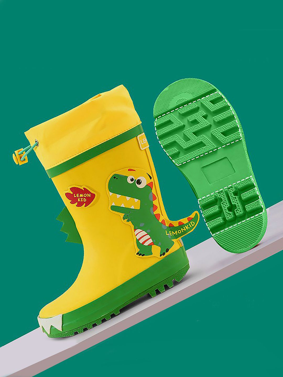 

Little Surprise Box LLP Kids 3d Dino Waterproof Rubber Gumboots, Yellow