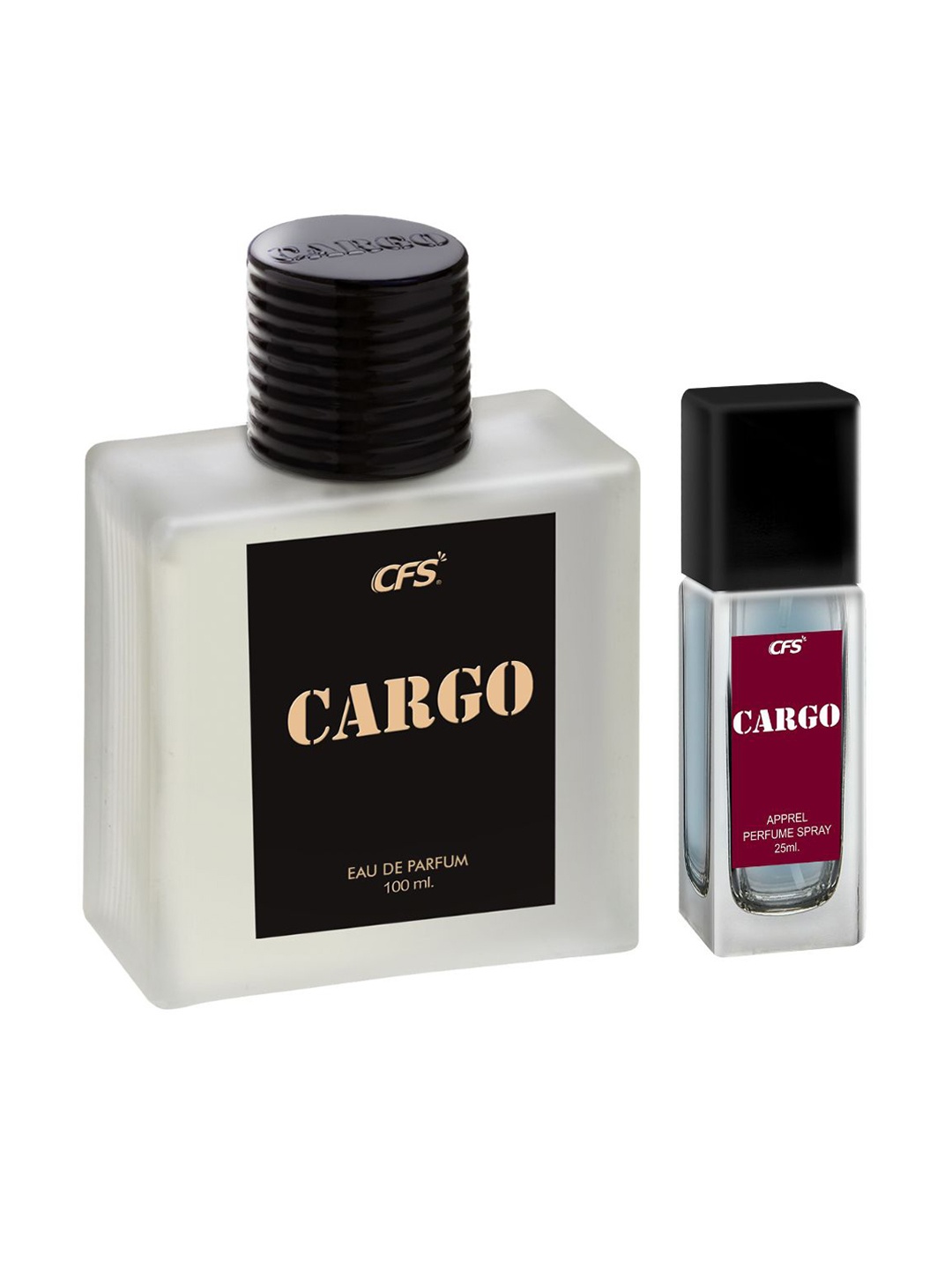 

CFS Cargo Black Long Lasting Eau De Parfum 100ml & Blue Apparel Perfume 25ml