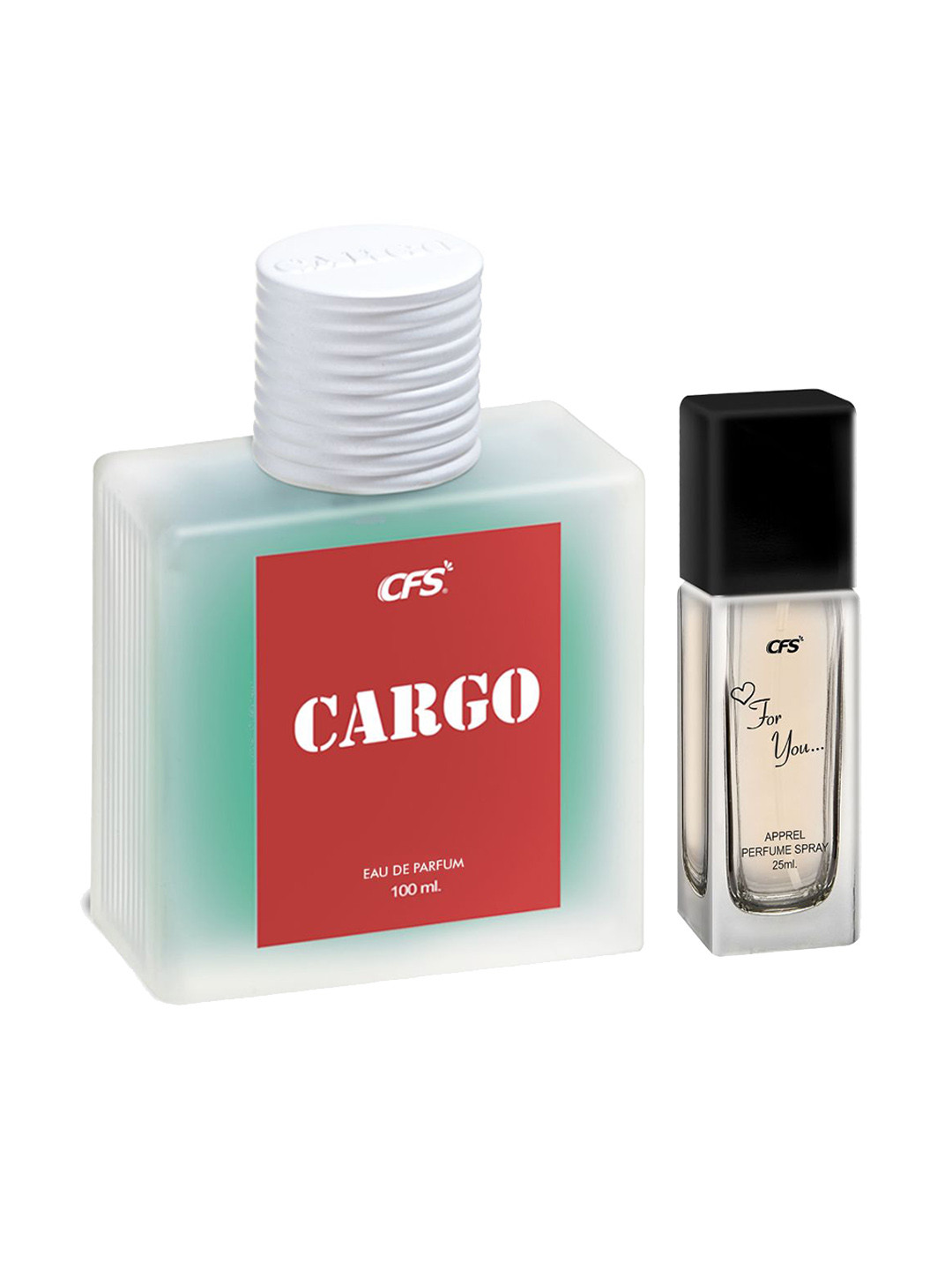 

CFS Set of Cargo Blue Eau De Parfum 100ml & For You Apparel Perfume Spray - 25ml, Transparent