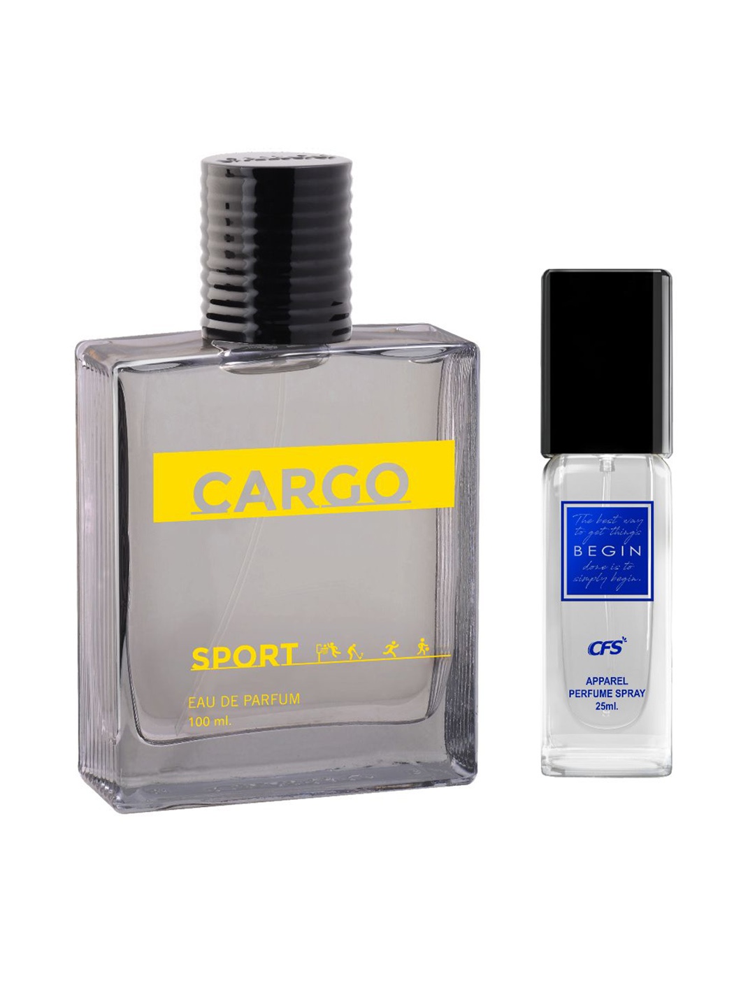 

CFS Cargo Sport & Begin Set Of 2 Long Lasting Eau De Parfum - 100 ml - 25 ml, Grey