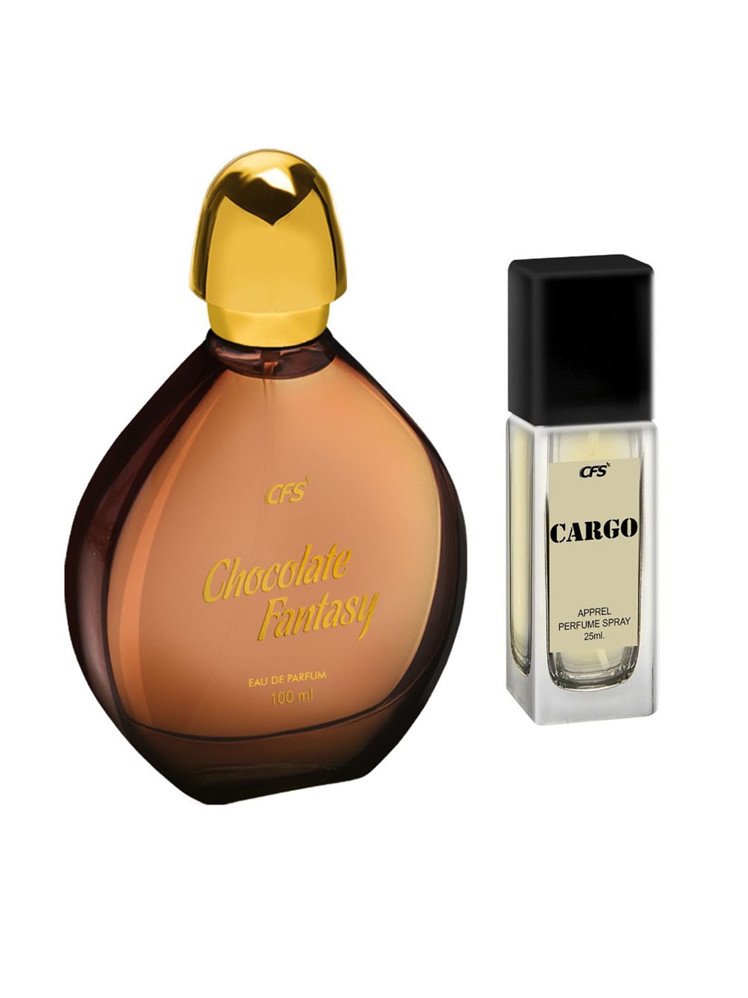 

CFS Set of Chocolate Fantasy Eau De Parfum 100ml & Cargo Khakhi Apparel Perfume Spray 25ml, Brown