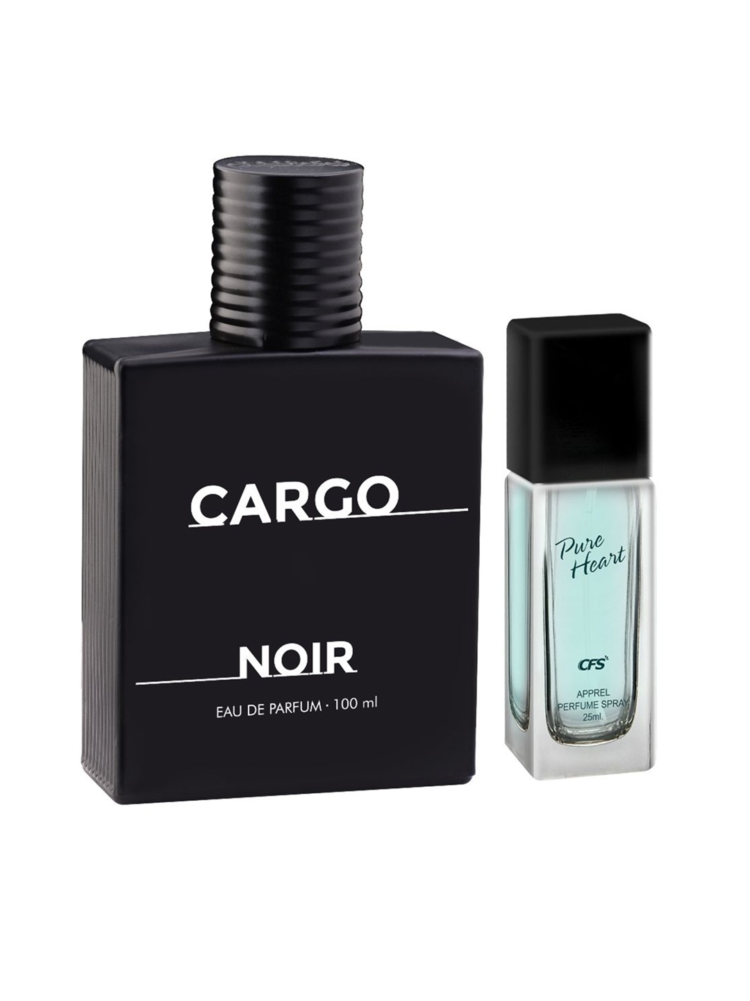 

CFS Cargo Noir Long Lasting Eau De Parfum 100ml & Pure Heart Blue Apparel Perfume 25ml, Black