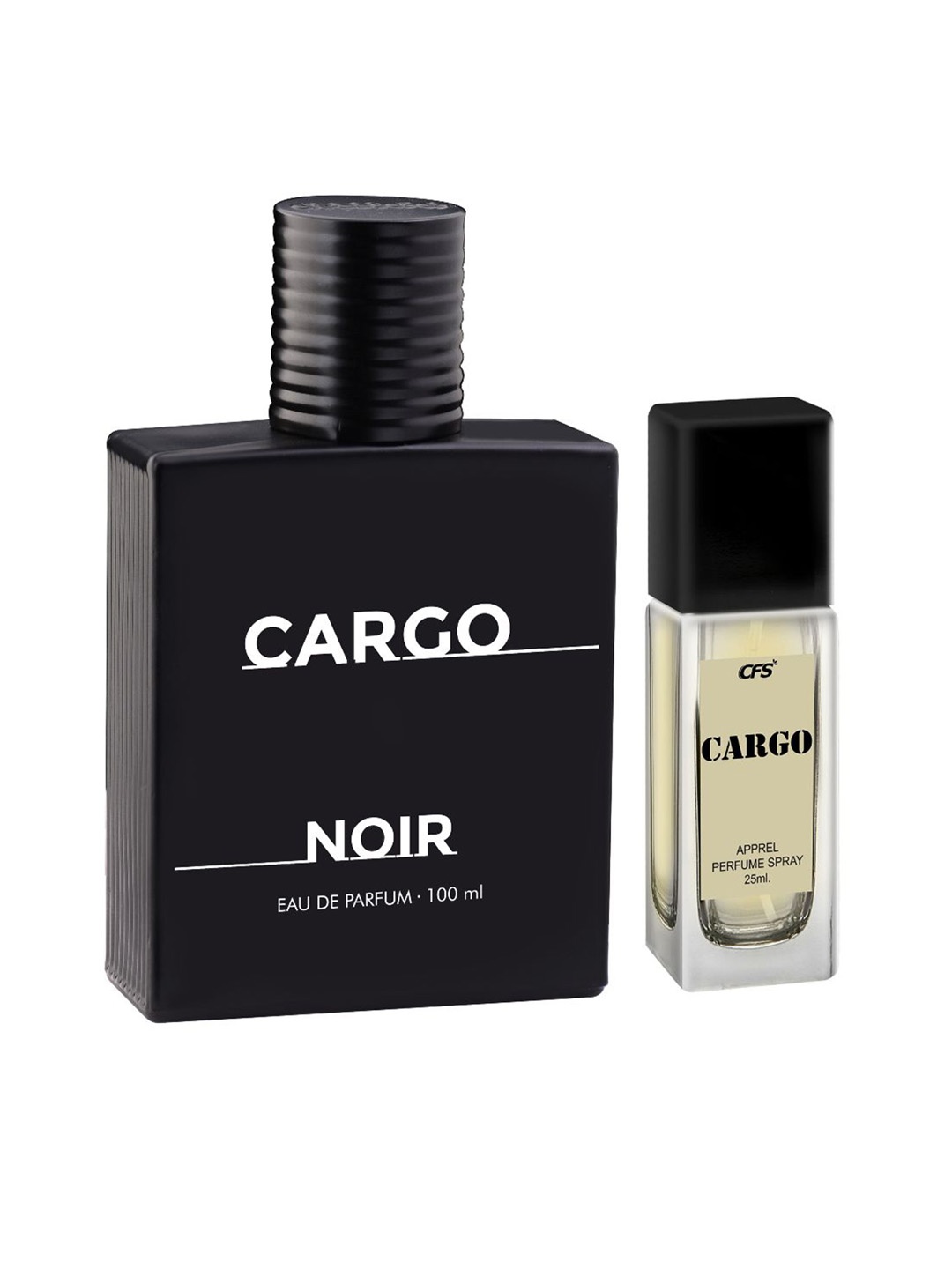 

CFS Set of Cargo Noir Eau De Parfum 100ml & Cargo Khakhi Apparel Perfume Spray 25ml, Black