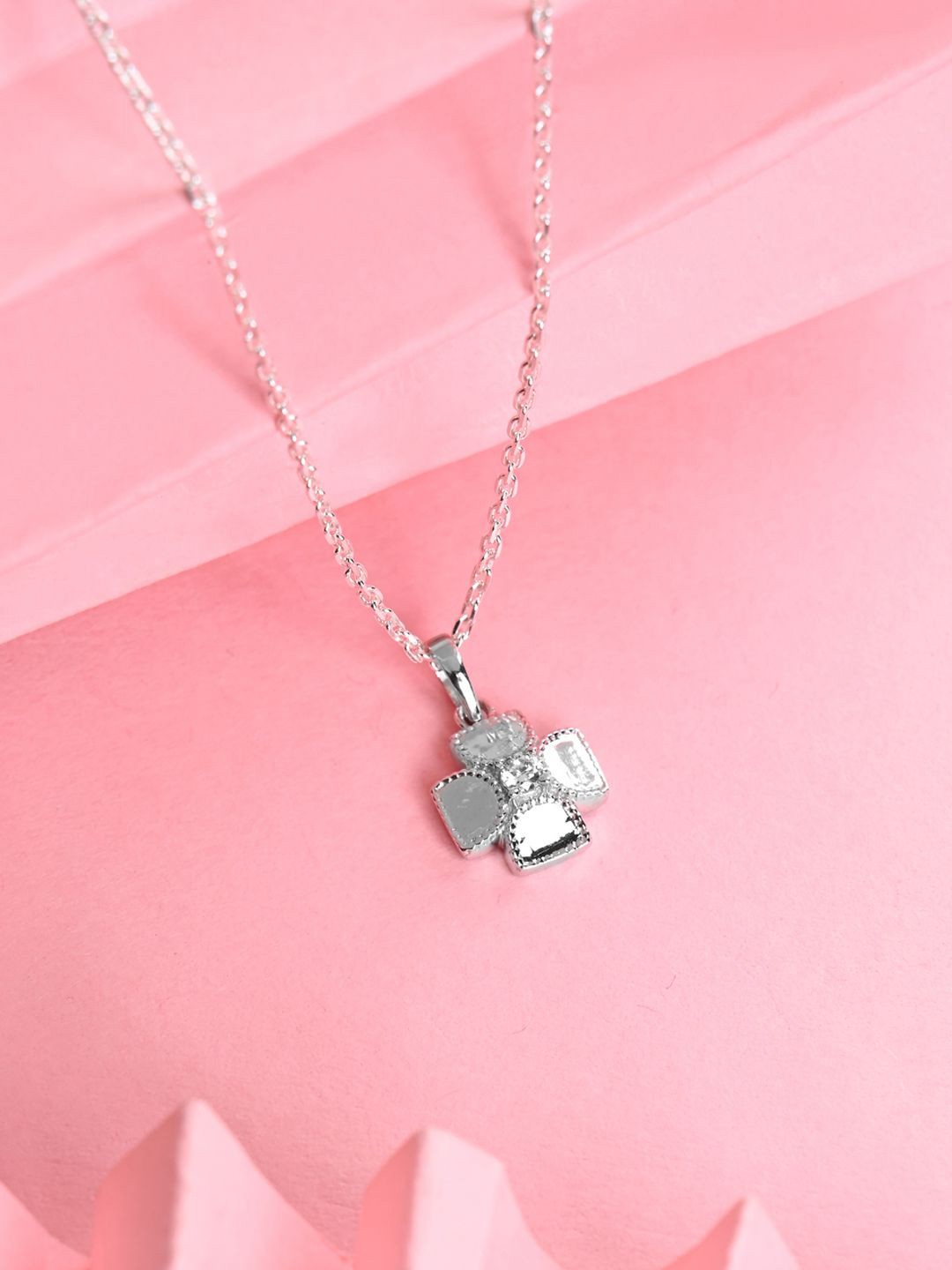 

Clara Rhodium-Plated Cubic Zirconia-Studded 925 Sterling Silver Pendants with Chains