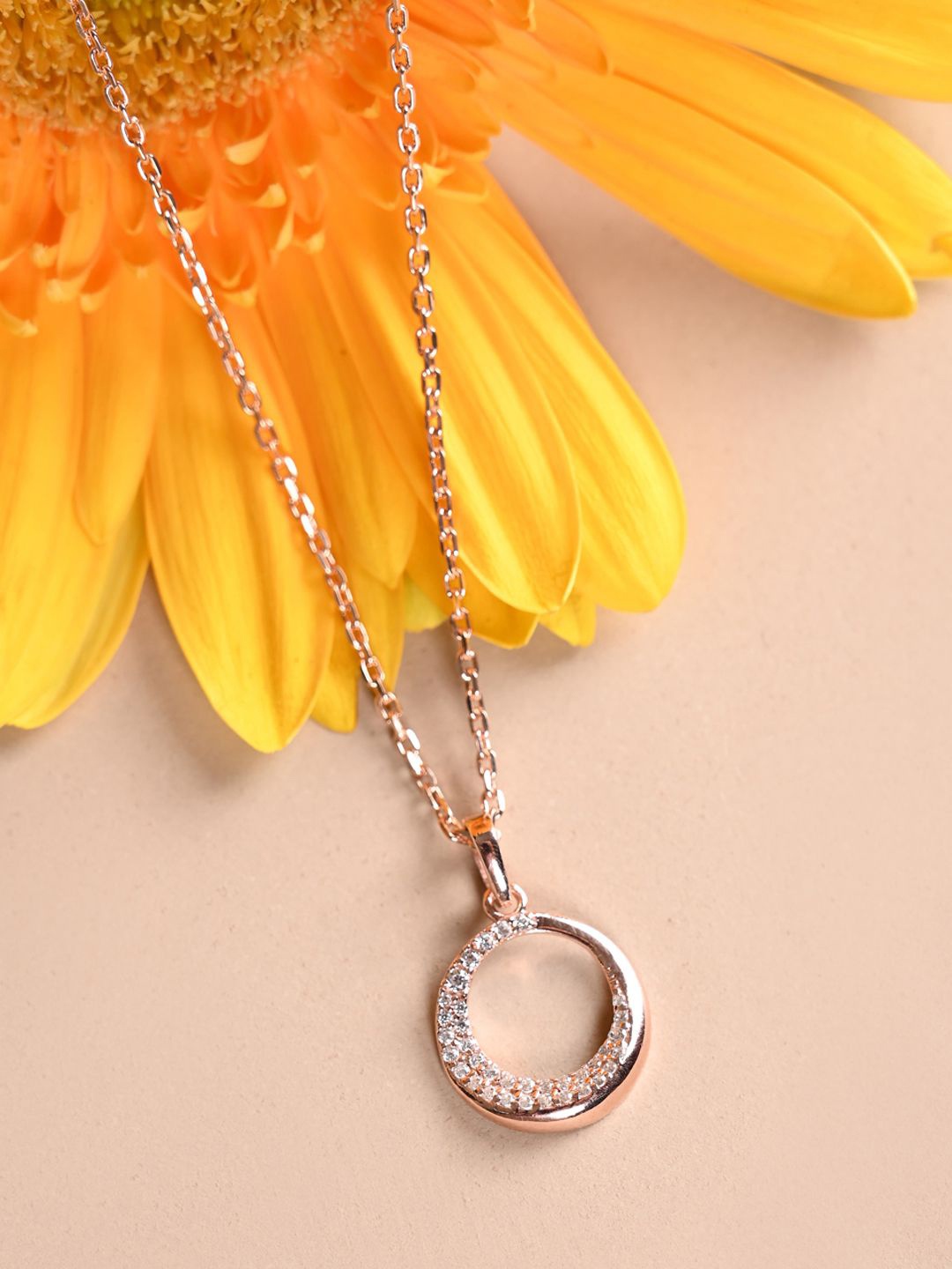 

Clara Rose Gold-Plated Cubic Zirconia-Studded 925 Sterling Silver Pendants with Chains