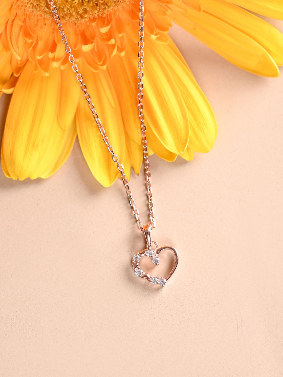 

Clara Rose Gold-Plated Cubic Zirconia-Studded 925 Sterling Silver Pendants with Chains