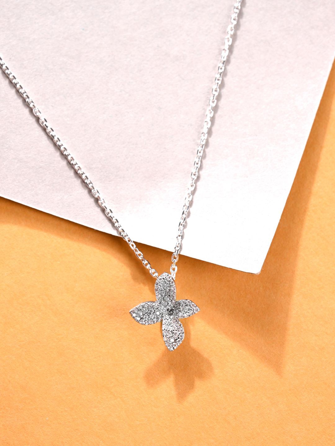 

Clara Rhodium-Plated 925 Sterling Silver Floral Pendant With Chain
