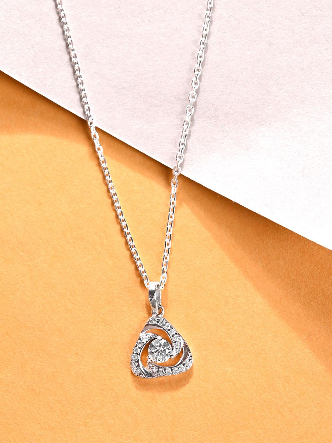 

Clara Rhodium-Plated 925 Sterling Silver Contemporary Pendant With Chain