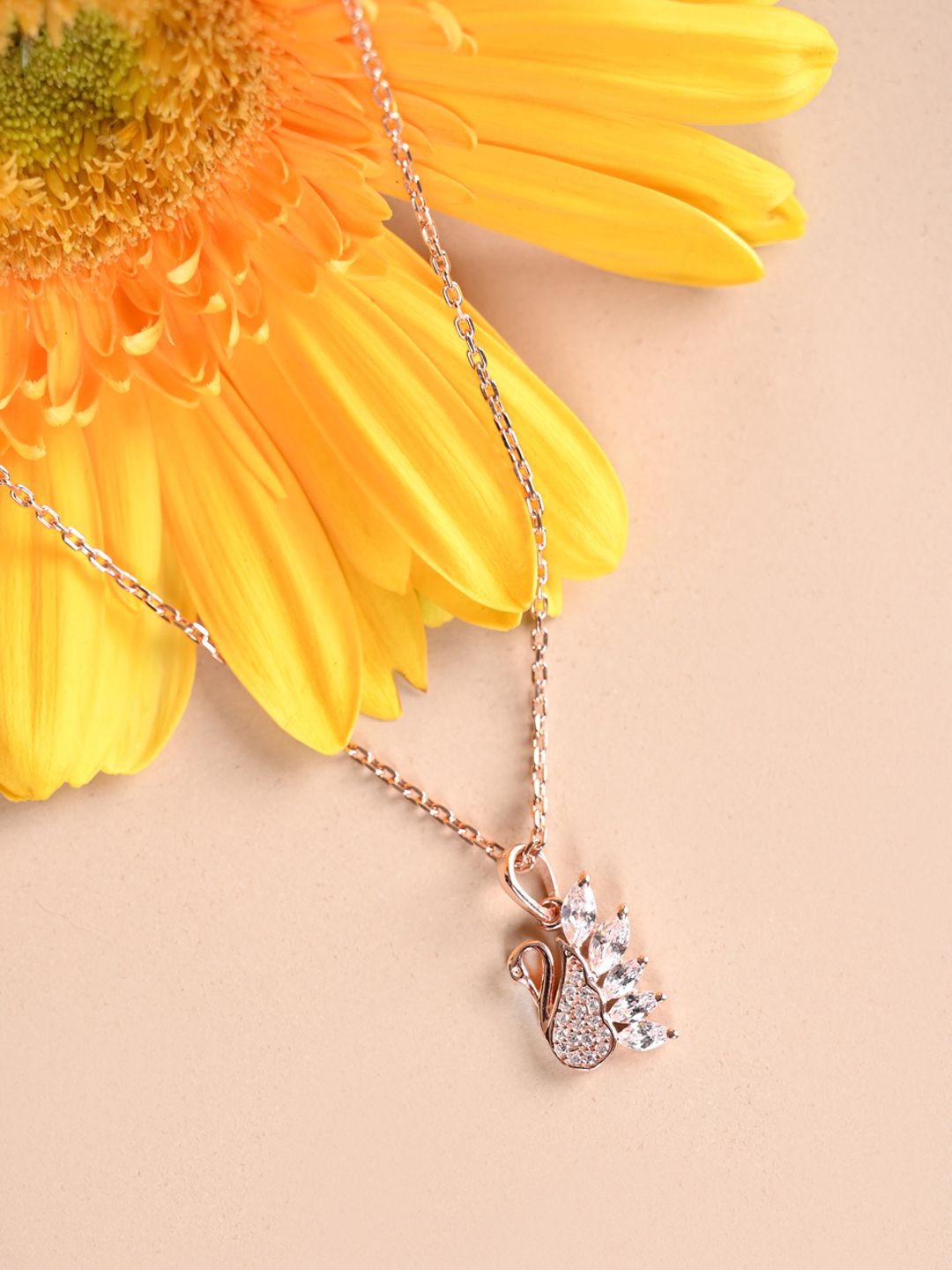 

Clara Rose Gold-Plated 925 Sterling Silver Swan Pendant With Chain