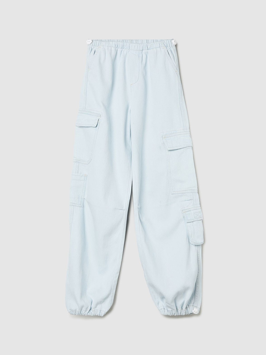 

max Girls Mid Rise Clean Look Pure Cotton Cargo Jeans, Blue