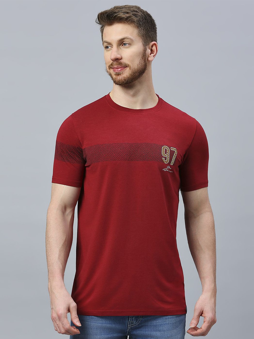 

Klub Fox Men Applique T-shirt, Red