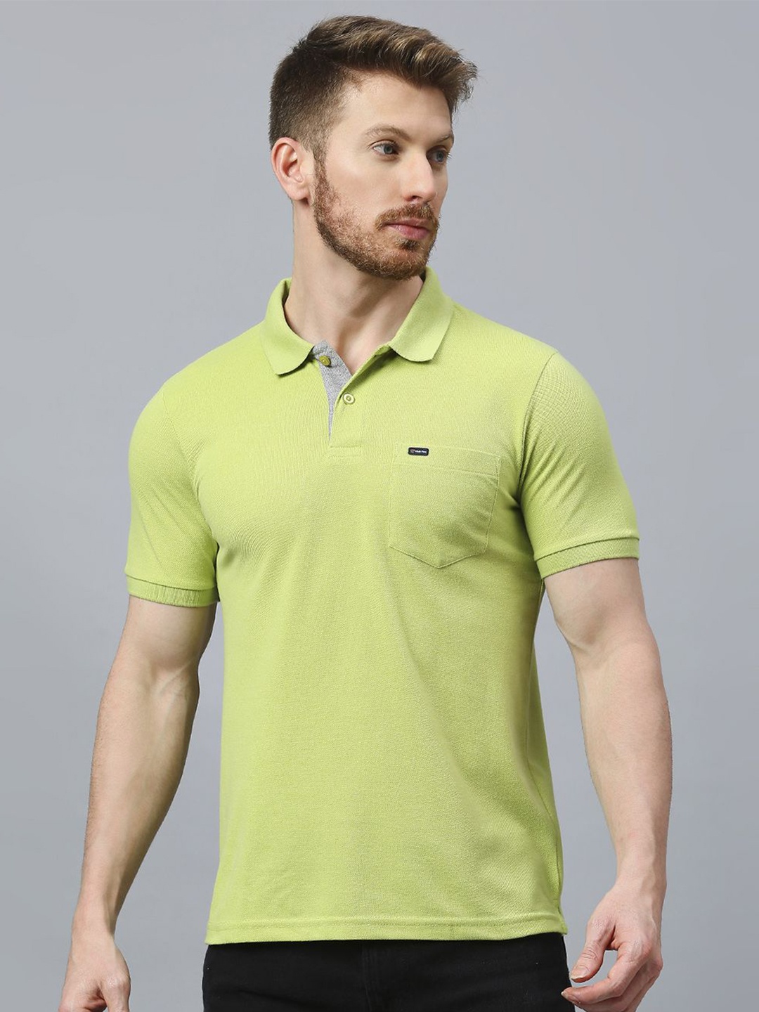 

Klub Fox Men Polo Collar T-shirt, Lime green