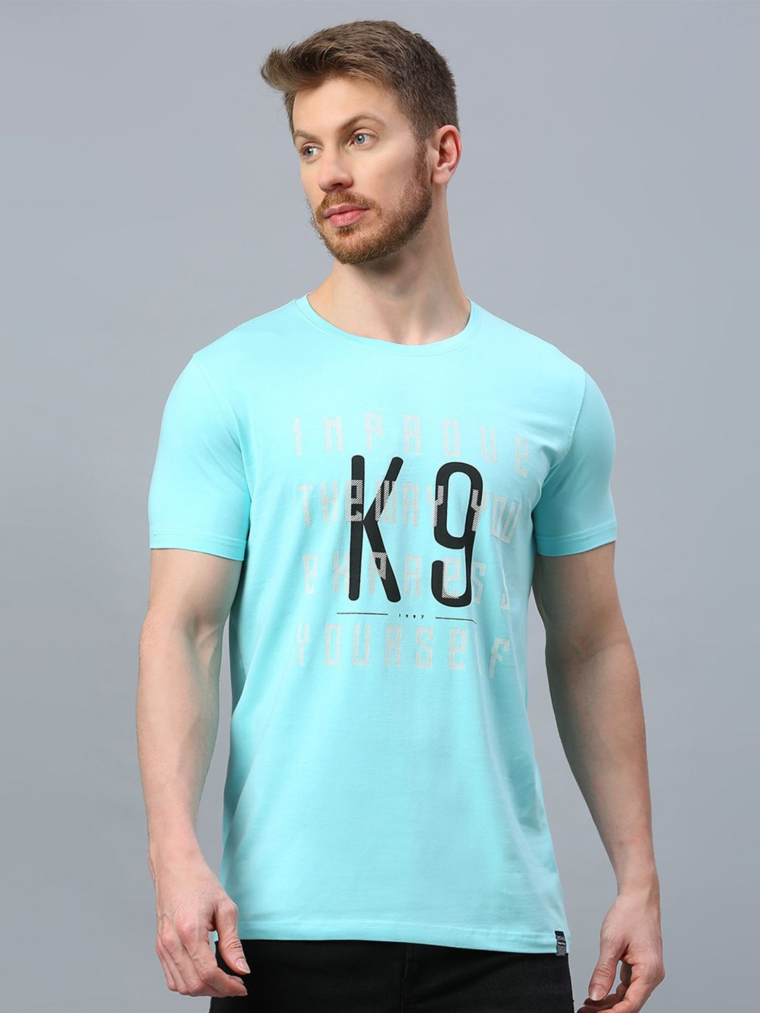 

Klub Fox Men Printed Applique T-shirt, Sea green