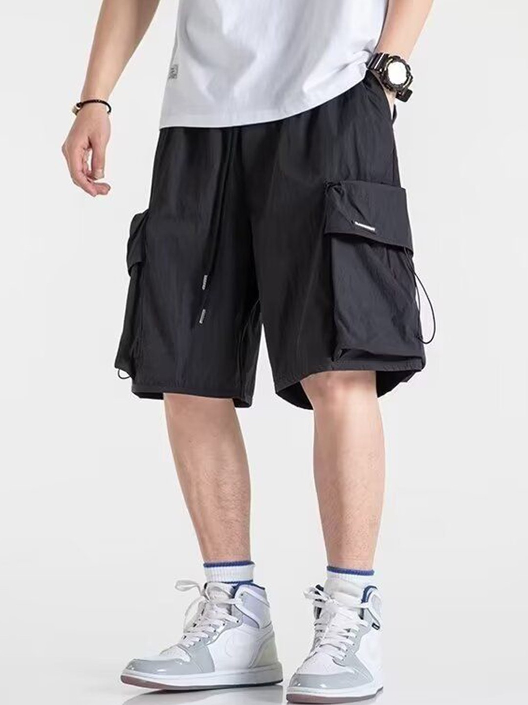 

StyleCast Men Black Mid-Rise Corduroy Sports Shorts