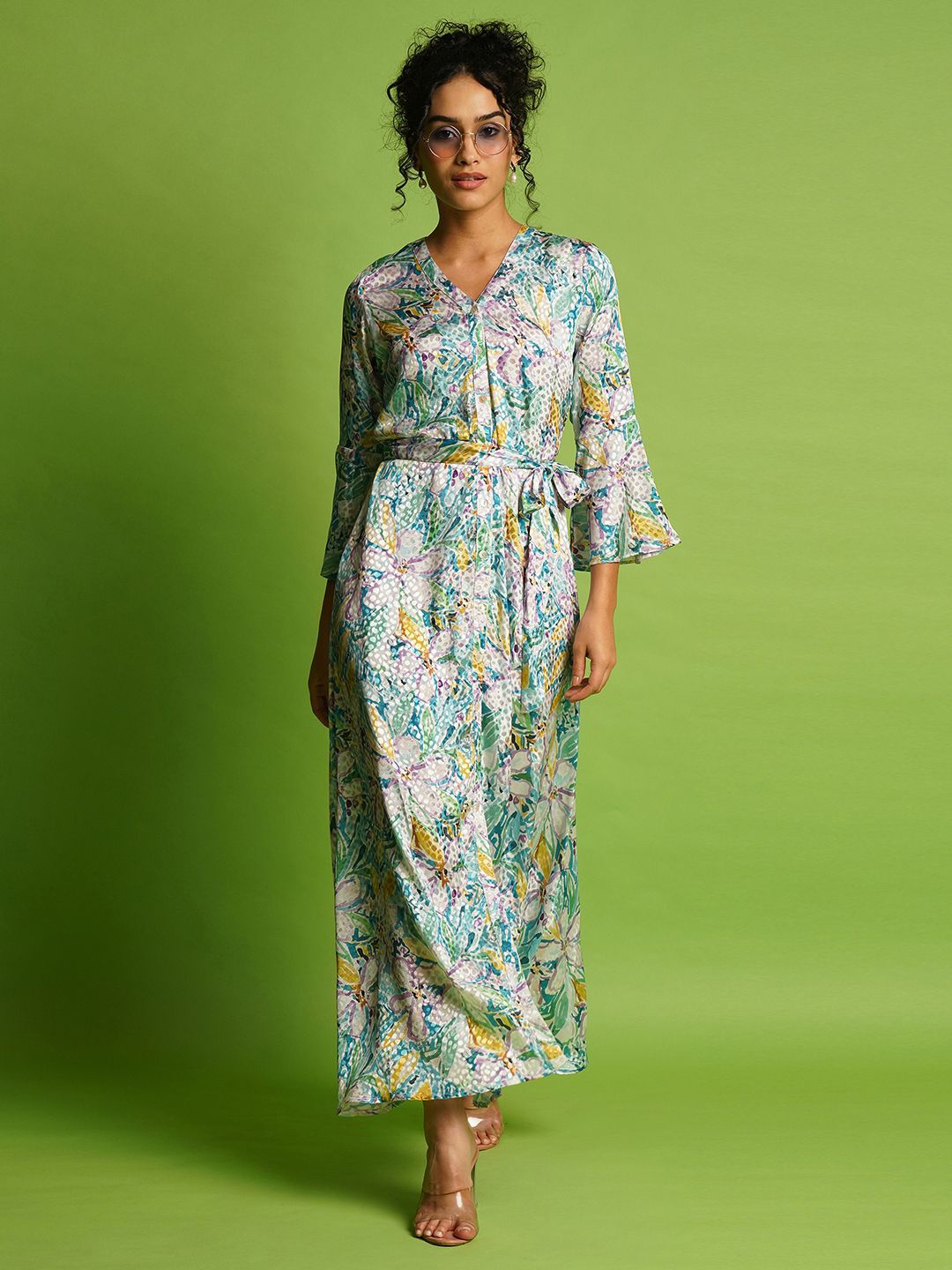 

Globus Floral Print Bell Sleeve Maxi Dress, Multi