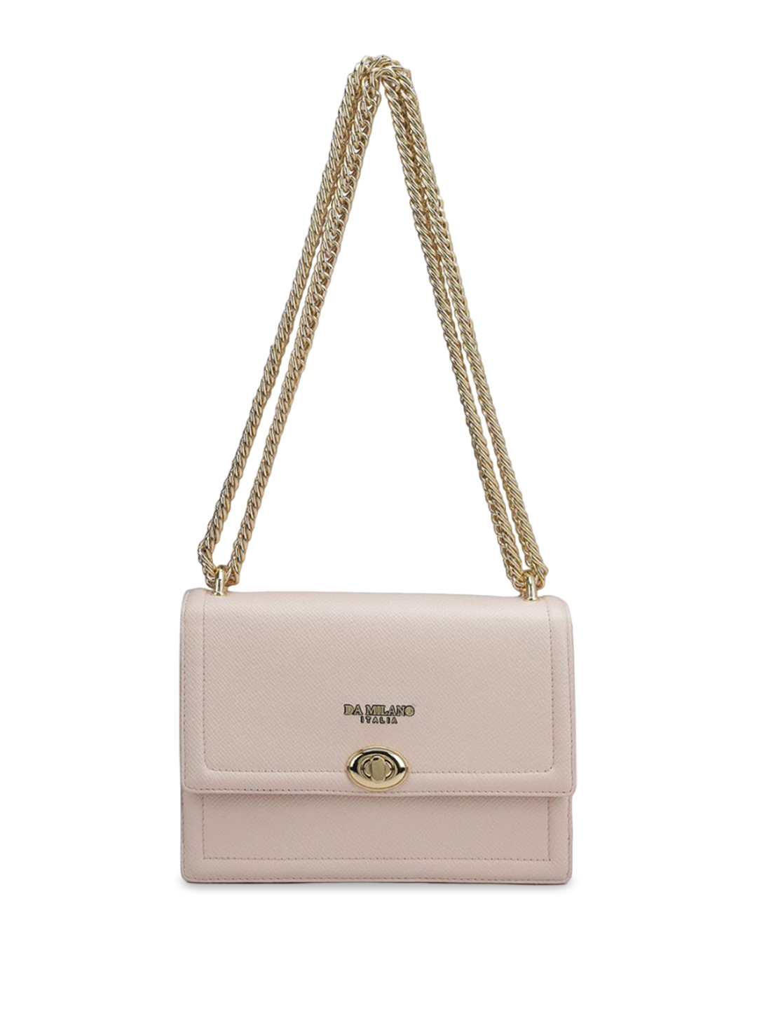 

Da Milano Textured Leather Structured Sling Bag with Quilted, Pink