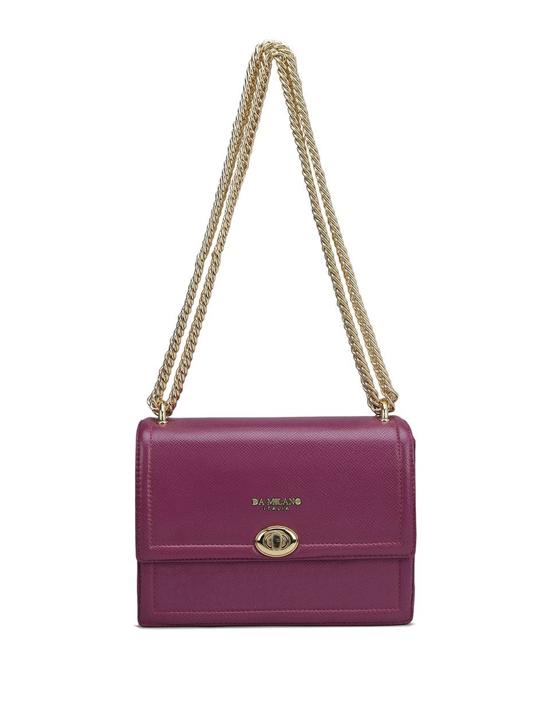 

Da Milano Leather Structured Sling Bag with Quilted, Magenta