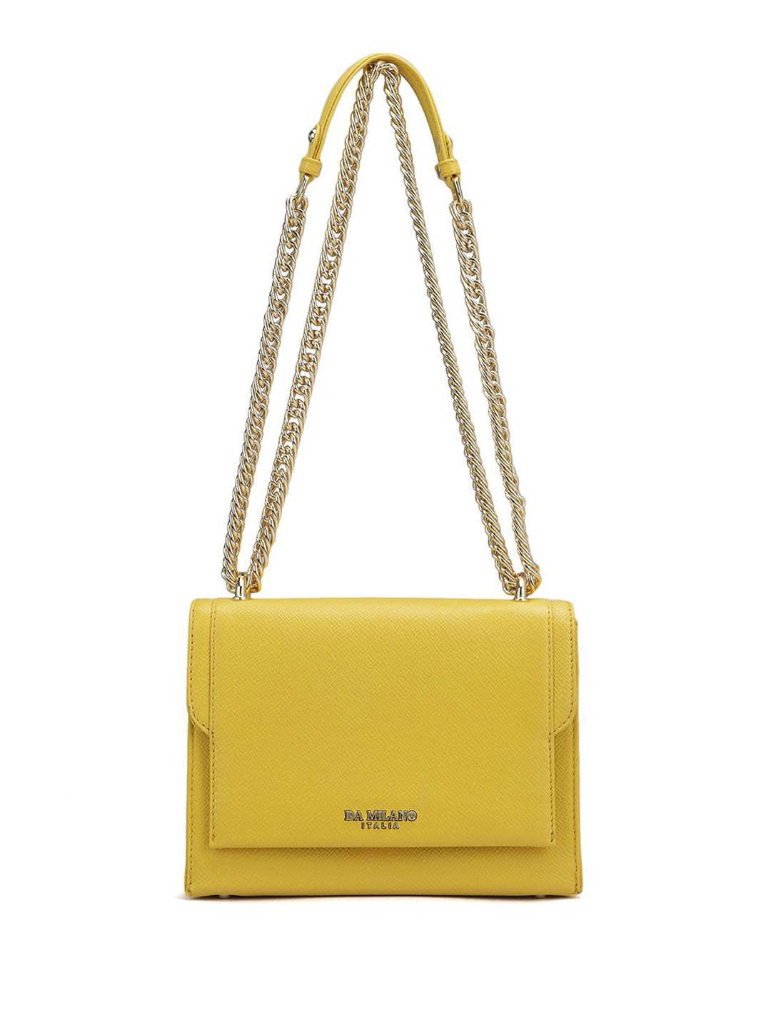 

Da Milano Leather Structured Handheld Bag with Quilted, Yellow