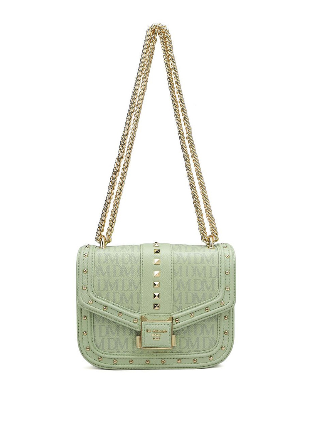 

Da Milano Women Textured Leather Half Moon Sling Bag with Quilted, Green