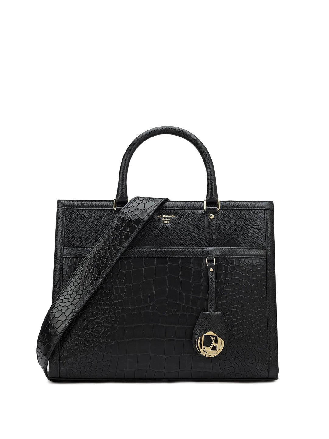 

Da Milano Leather Oversized Structured Handheld Bag with Quilted, Brown