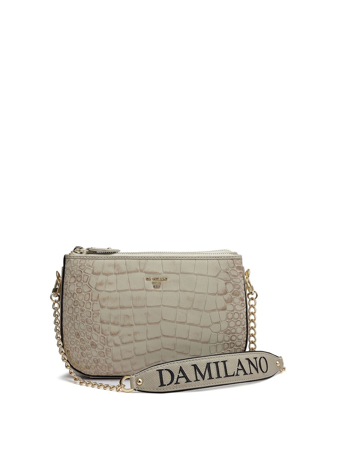 

Da Milano Textured Leather Structured Sling Bag, White