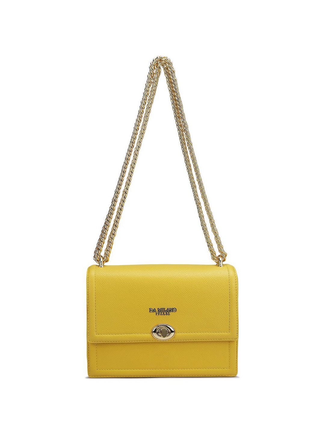

Da Milano Leather Structured Sling Bag with Quilted, Yellow