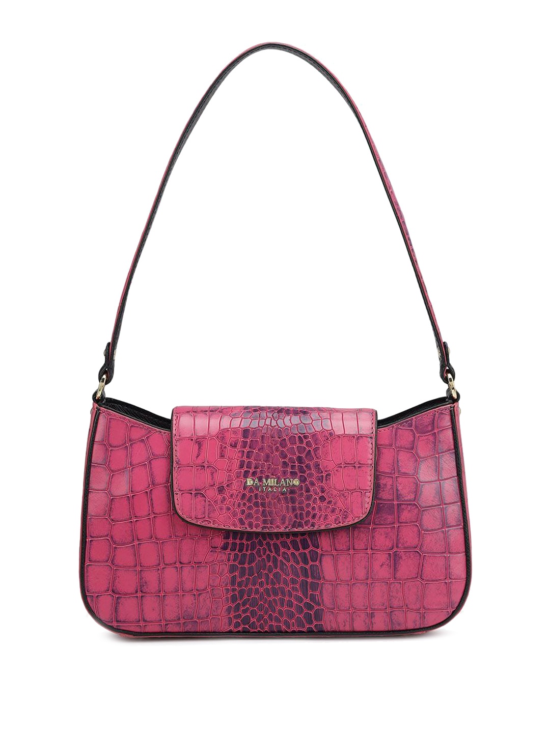 

Da Milano Women Animal Textured Leather Structured Shoulder Bag, Magenta