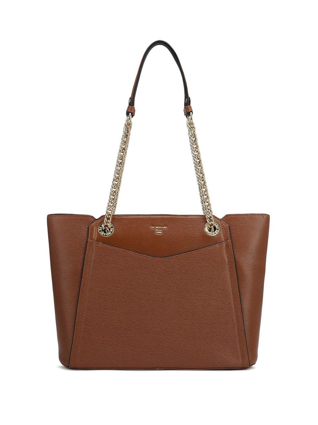 

Da Milano Leather Structured Shoulder Bag with Quilted, Brown