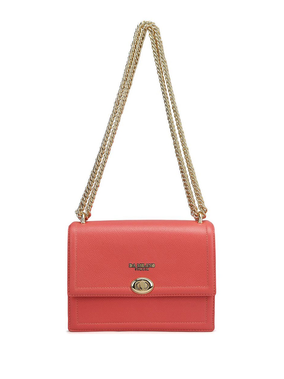 

Da Milano Women Leather Structured Sling Bag, Pink